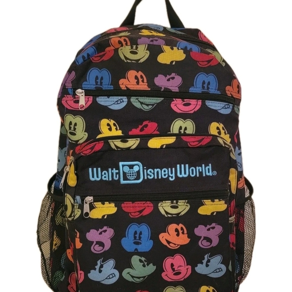 Walt Disney World Mickey Mouse Rainbow Faces Large Backpack Carry On Bag